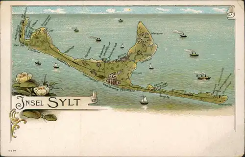 Ansichtskarte Litho AK Sylt Gruss aus... Sylt Westerland Morsum 1899