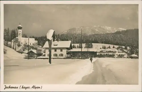 Ansichtskarte Jachenau Straßenpartie im Winter 1936