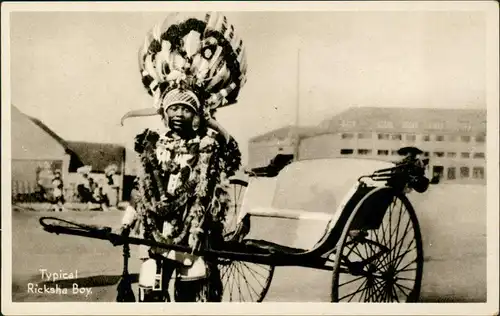 Postcard Kapstadt Kaapstad Ricksha Boy Typical Street 1935