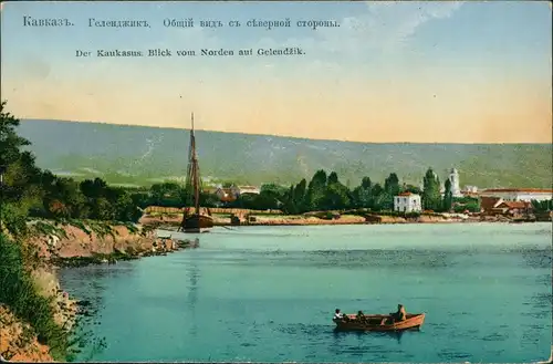 Postcard Gelendschik Rußland Геленджик Stadt, Hafen 1914