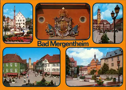 Ansichtskarte Bad Mergentheim Markt, Kirche, Schloss und Museum, Wappen 1992