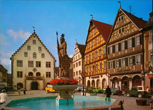 Ansichtskarte Bad Mergentheim Markt mit Milchlingsbrunnen und Rathaus 1995
