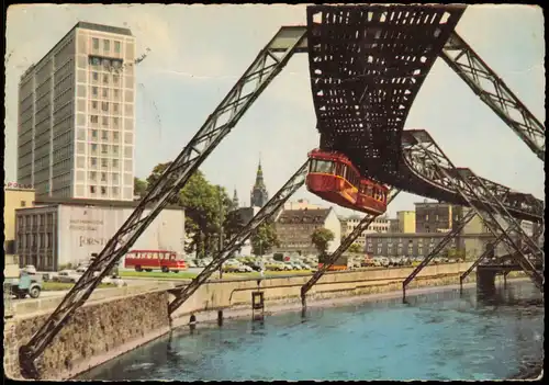 Ansichtskarte Wuppertal Schwebebahn, Hochhaus 1961