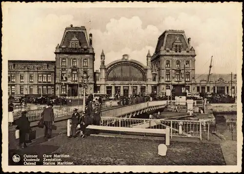 Postkaart Ostende Oostende Bahnhof Zeestation. 1939