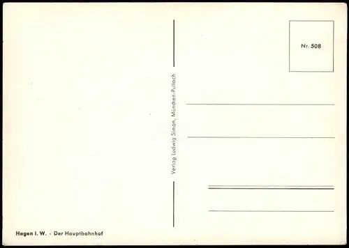 Ansichtskarte Hagen (Westfalen) Hauptbahnhof - Auto 1961