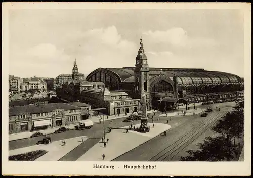 Ansichtskarte Hamburg Straßenpartie am Bahnhof 1938