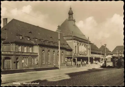 Ansichtskarte Görlitz Zgorzelec Bahnhof. Straßenbahn 1966