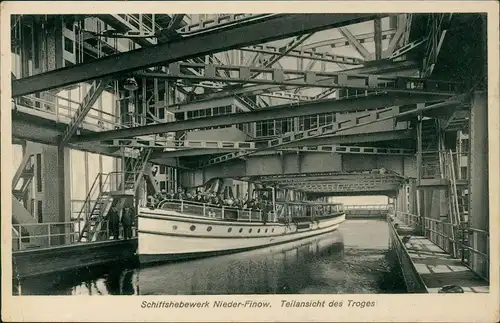 Niederfinow Schiffshebewerk Teilansicht des Troges mit Schiff 1936
