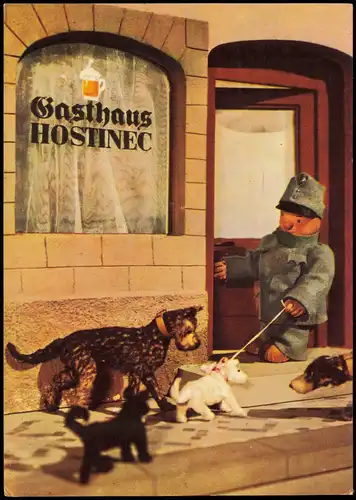 .Tschechien Tschechien Gasthaus HOSTINEC (Puppen-Motiv mit Hunden) 1970