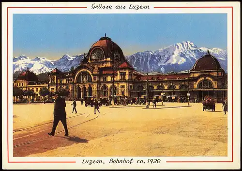 Ansichtskarte Luzern Lucerna Bahnhof 1920/1999
