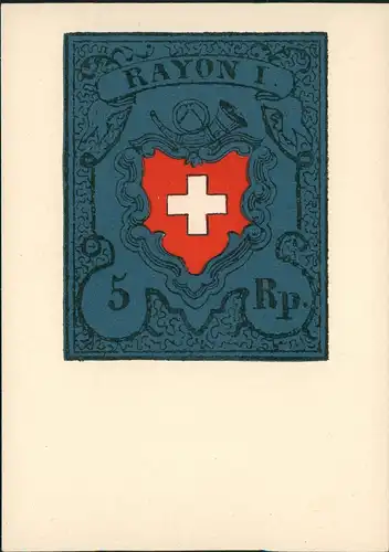 Ansichtskarte  Briefmarken-Ansichtskarte RAYON I 5 Rp. Schweiz Helvetia 1939