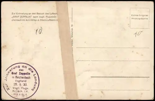 Reichenbach (Vogtland) Landung Luftschiff ,,Graf Zeppelin" L. Z. 127 1930