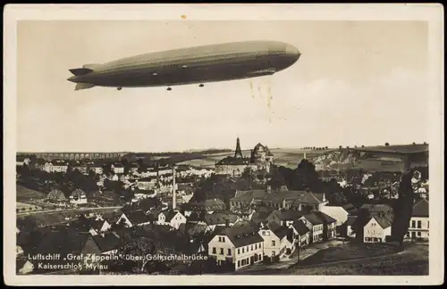 Ansichtskarte Mylau-Reichenbach (Vogtland) Luftschiff Graf Zeppelin 26.9. 1930