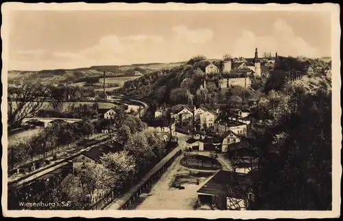 Ansichtskarte Wiesenburg-Wildenfels (Erzgebirge) Stadt und Bahnhof 1933
