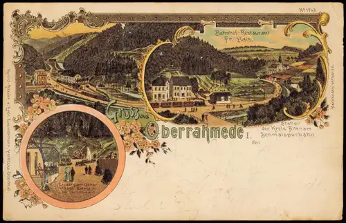 Litho AK Oberrahmede-Lüdenscheid Gruss aus... Stadt, Bahnhof 1907