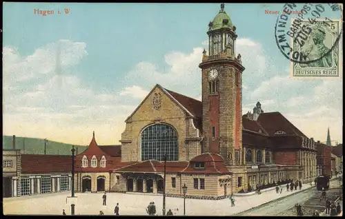 Ansichtskarte Hagen (Westfalen) Partie am neuen Bahnhof 1911