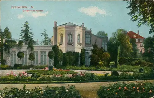 Ansichtskarte Schwerin Villen Greenhouse Garden 1918