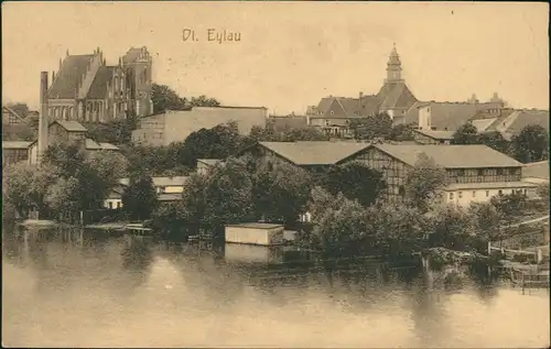 Postcard Deutsch Eylau Iława Stadpartie - Fluß 1917  gel. Feldpost