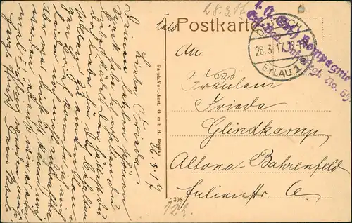Postcard Deutsch Eylau Iława Stadpartie - Fluß 1917  gel. Feldpost