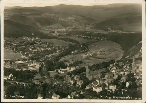 Ansichtskarte Kirchen (Sieg) Luftbild Luftaufnahme 1941  gel. Feldpost WK2