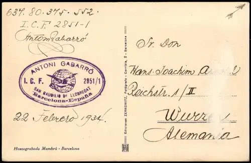 Postales Barcelona DETALL DE LA PLAÇA DE CATALUNYA 1934
