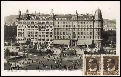 Postales Barcelona PLAÇA DE CATALUNYA Hotel Colon 1934