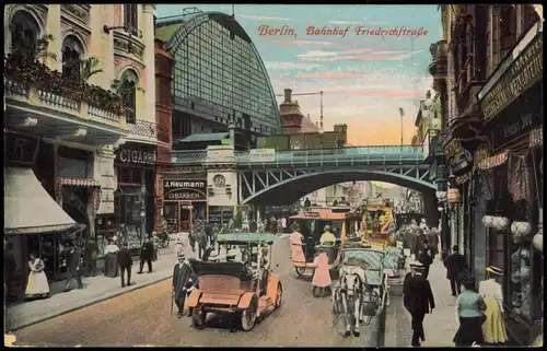 Ansichtskarte Mitte-Berlin Bahnhof Friedrichſtraße - Auto 1912