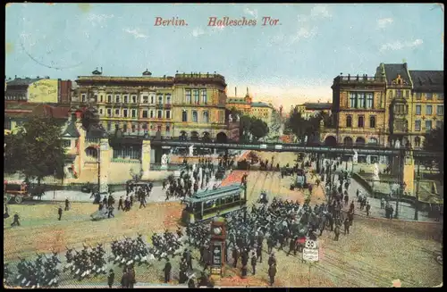 Ansichtskarte Kreuzberg-Berlin Hallesches Tor, Straßenbahn 1915