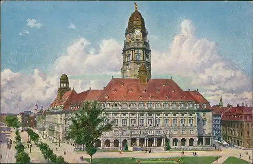 Ansichtskarte Innere Altstadt-Dresden Neues Rathaus - Straße 1913