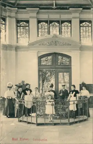 Ansichtskarte Bad Elster Salzquelle, Kinder feine Herrschaften 1909