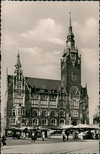 Ansichtskarte Elberfeld Wuppertal Rathaus  1953  gel. Bahnpoststempel