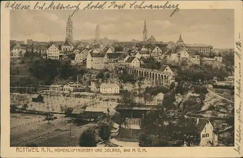 Ansichtskarte Rottweil (Neckar) Stadtblick, Fabrik, Viadukt 1920