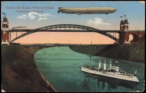 Holtenau Kiel   Zeppelin Kaiser-Wilhelm-Kanal 1917  gel. Marine Schiffspost