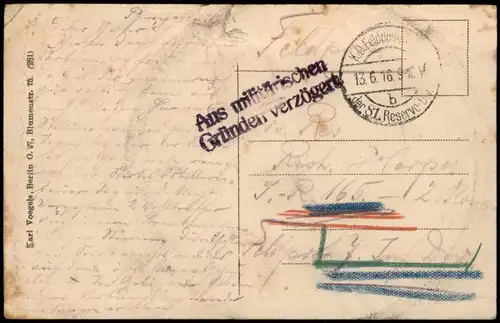 Postcard Kalvarien Kalvaria Kalvarijos Kalwaria zerstörte Stadt 1916 Stempel