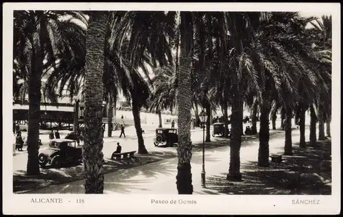 Postales Alicante Paseo de Gomis - Spanien 1935
