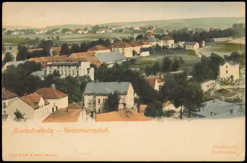 Geissmannsdorf-Bischofswerda Stadtpartie - Handcolorierte AK 1909