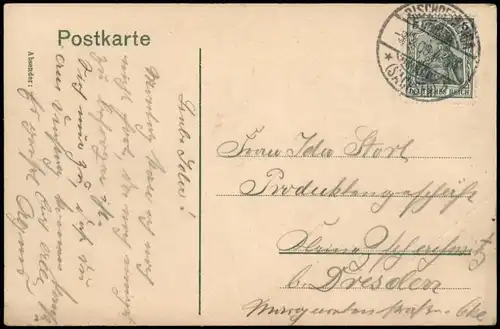 Geissmannsdorf-Bischofswerda Stadtpartie - Handcolorierte AK 1909