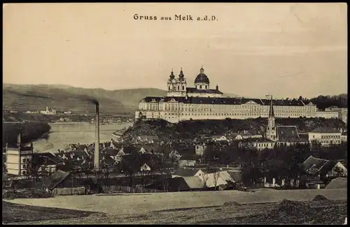 Ansichtskarte Melk Stadt und Fabriken 1907