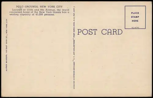 Postcard New York City Polo Grounds - Baseball Stadion 1934