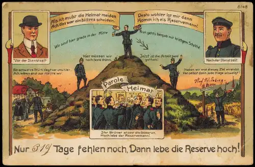Ansichtskarte  MB Parole Heimat Reserve Dienstzeit Militaria 1908