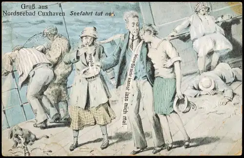 Ansichtskarte Cuxhaven Scherzkarte Seefahrt tut not 1937