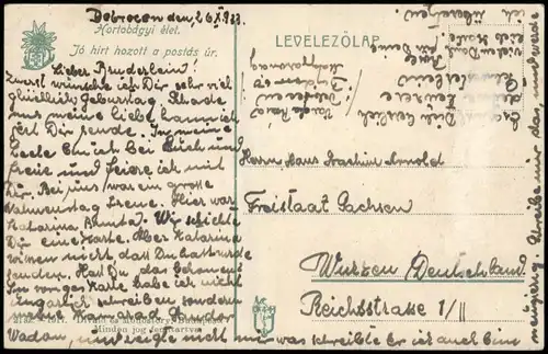 Postcard Hortobagy Hortobágy Typen Postbote und Bauern Magyar 1933