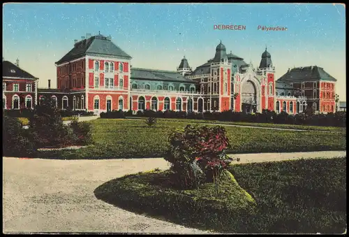 Postcard Debreczin Debrecen Bahnhof Pályaudvar 1917