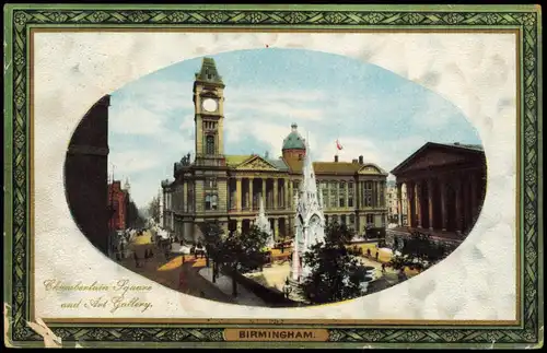 Postcard Birmingham Chamberlain Square 1912 Passepartout