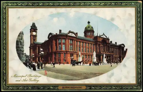 Postcard Birmingham Municipal Buildings 1912 Passepartout