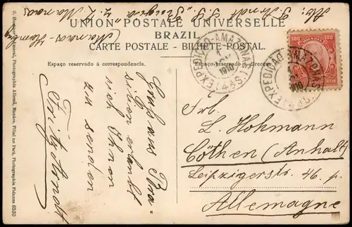 Postcard Manaos Manaus Escadaria do Theatro - Basil Brasil 1910