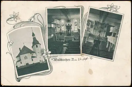 Waldkirchen-Lengenfeld (Vogtland) 3 Bild Kirche, Orgel, Altar 1919