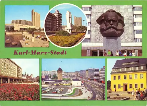 Chemnitz Blick zur Stadthalle  zum Interhotel "Kongreß", Karl-Marx-Allee,  1982