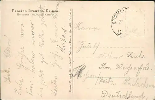 Ansichtskarte Krimml Pension Bräuern 1934
