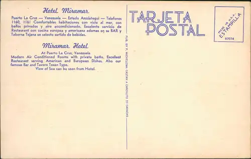Postcard Puerto la Cruz Venezuela 2 Bild: Hotel Miramar 1939
